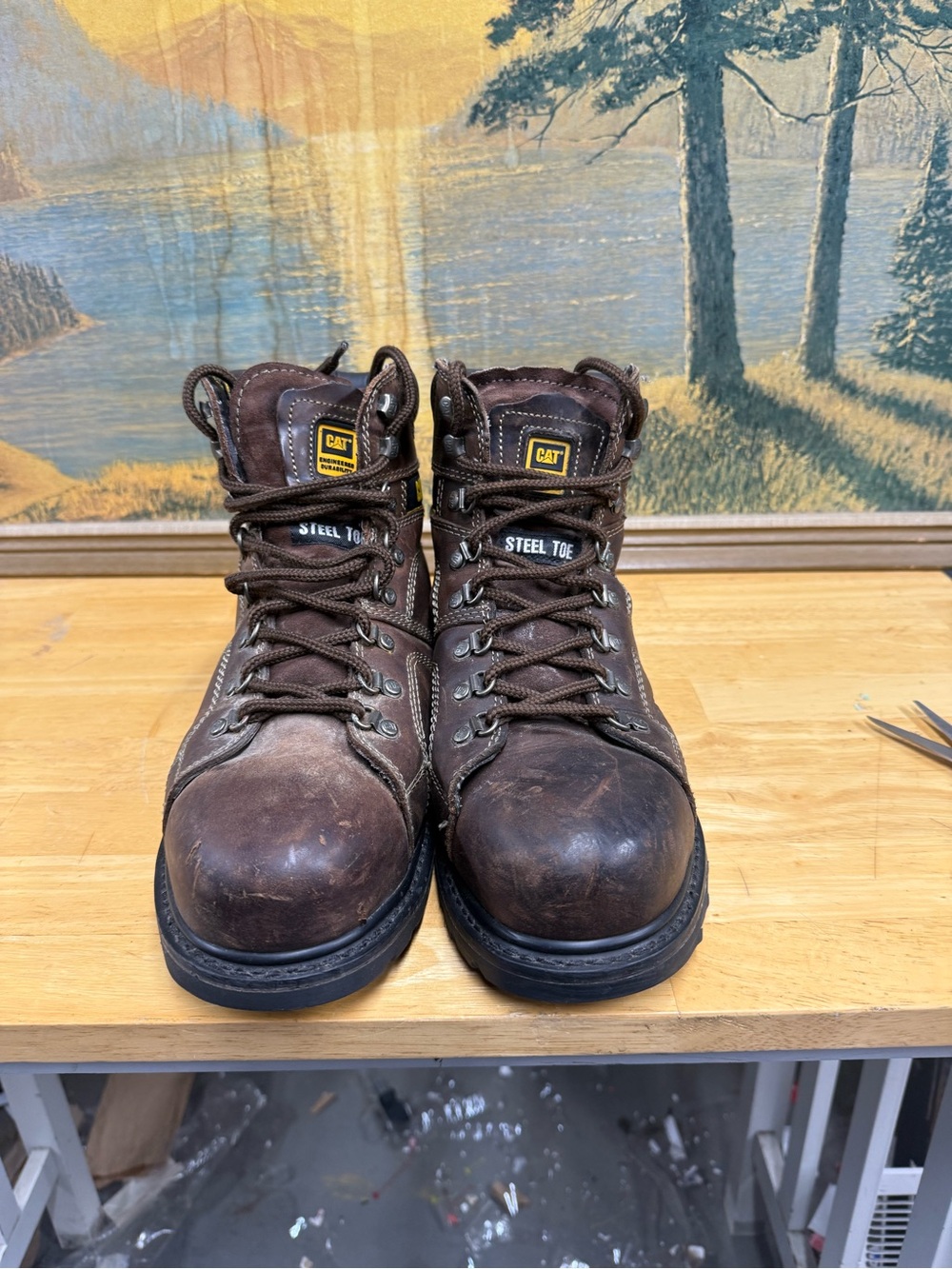 Cat caterpillar ASTM F2413-05 Men’s Brown Steel Toe Work Boots, size 12